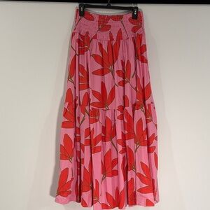 Karlie Pink and Red Floral Maxi Skirt